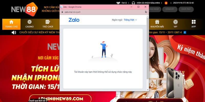 Hệ thống nhận hỗ trợ game thủ qua zalo